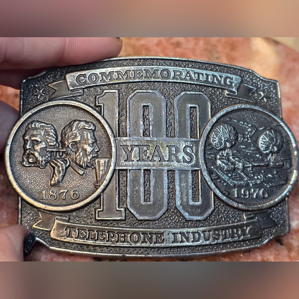 Vintage Commemorative 100 Years of Telephone Industry High End Belt Buckle *RARE